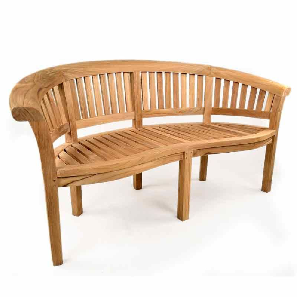 Sierra Wooden Curved Garden Seating Bench In Teak