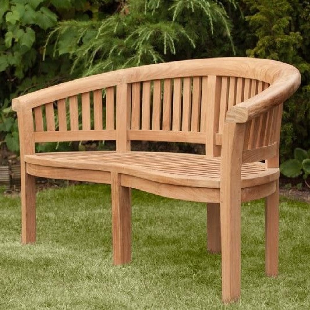 Product photograph of Sierra Wooden Curved Garden Seating Bench In Teak from Furniture in Fashion
