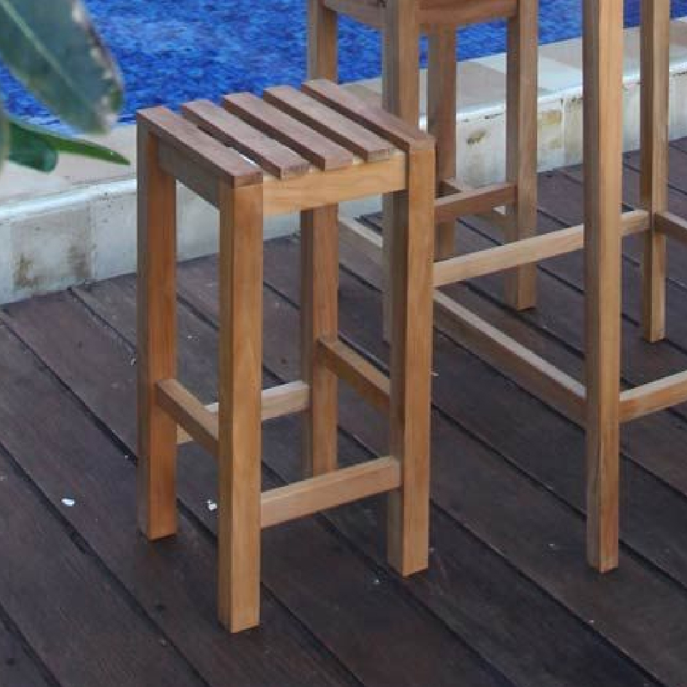 Sierra Wooden Outdoor Bar Stool In Teak