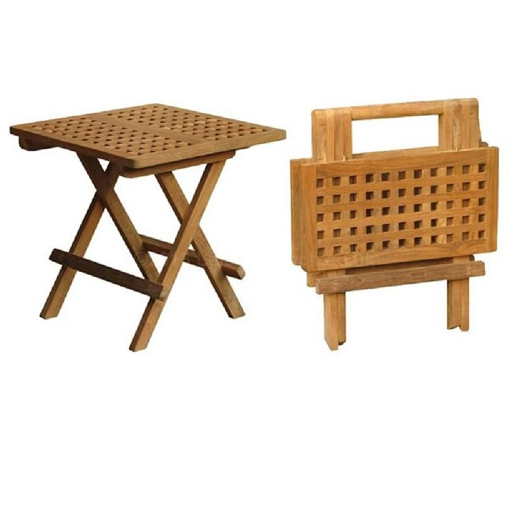 Sierra Wooden Square Folding Dining Table In Teak