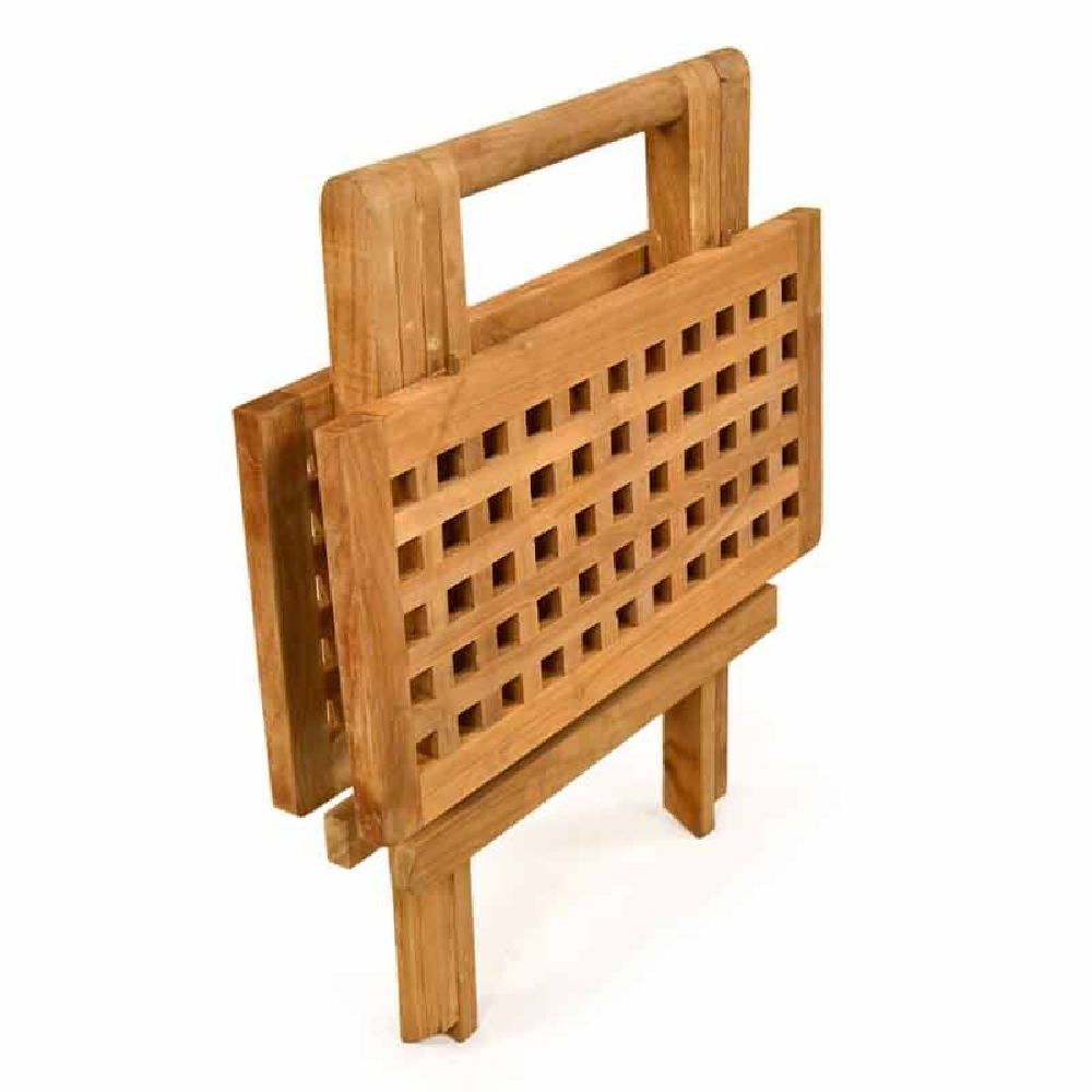 Sierra Wooden Square Folding Dining Table In Teak