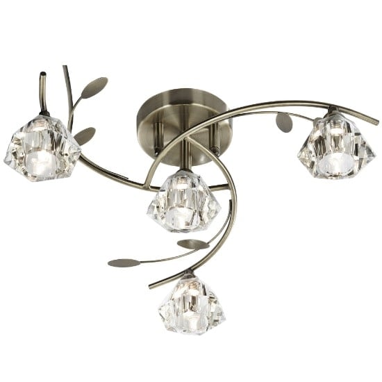 Product photograph of Sierra Ceiling Light In Antique Brass And Sculptured Glass from Furniture in Fashion