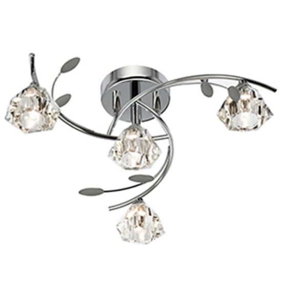 Sierra Ceiling Light In Chrome And Sculptured Glass