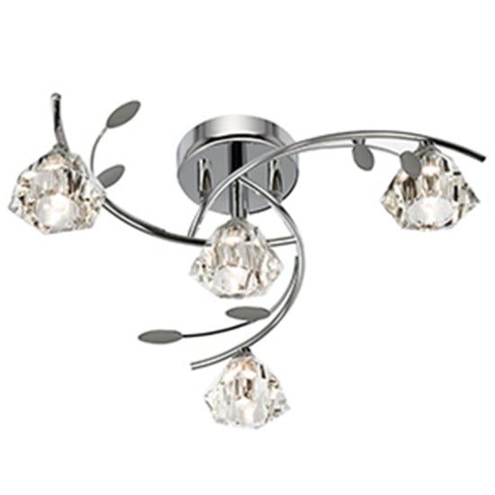 Product photograph of Sierra Ceiling Light In Chrome And Sculptured Glass from Furniture in Fashion