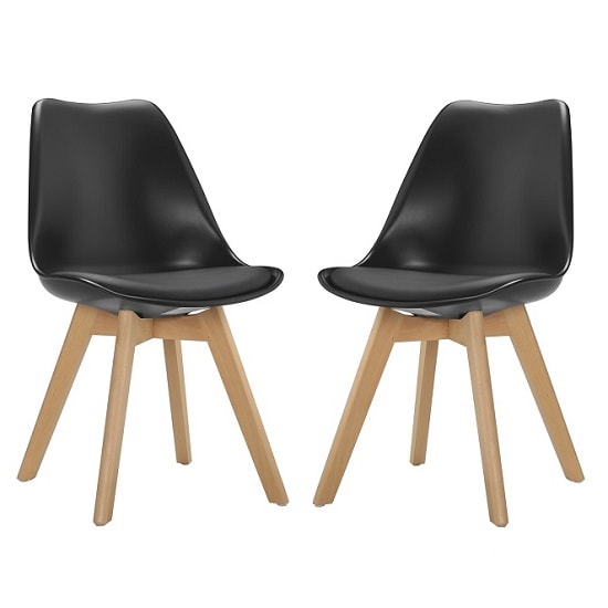 Sigmon Modern Dining Chairs In Matt Black PU Seat In A Pair