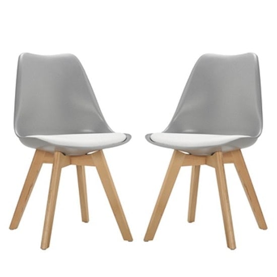 Sigmon Dining Chair In Matt Grey With White PU Seat In A Pair