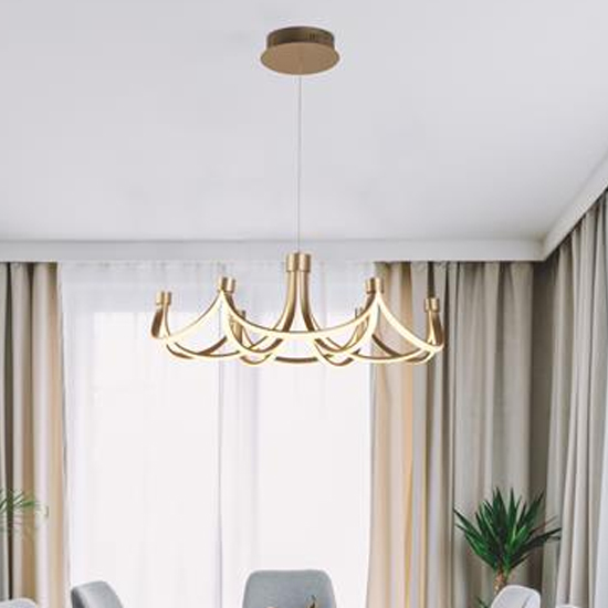 Product photograph of Signature Led 12 Lights Strip Ceiling Pendant Light In Gold from Furniture in Fashion