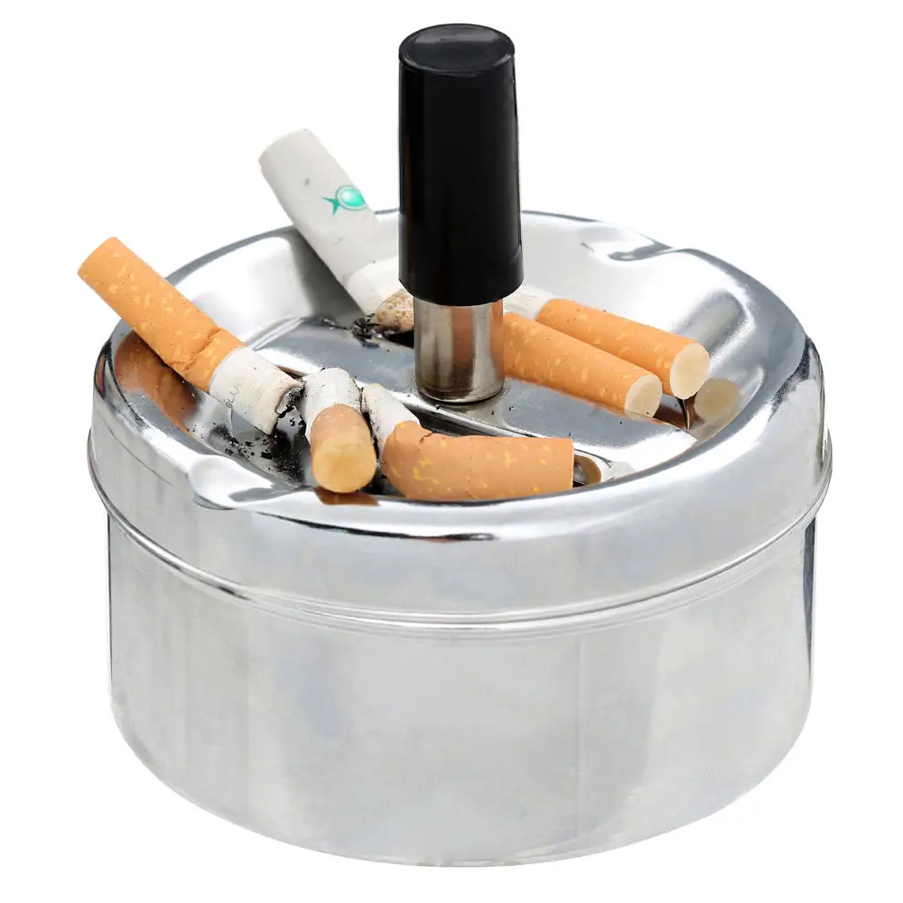 Sikeston Large Iron Spinning Ashtray In Chrome