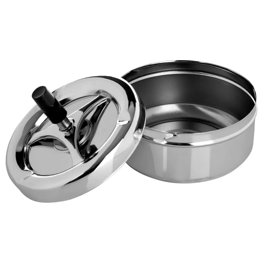 Sikeston Large Iron Spinning Ashtray In Chrome