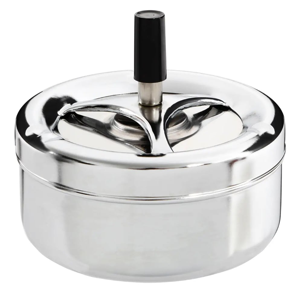 Product photograph of Sikeston Large Iron Spinning Ashtray In Chrome from Furniture in Fashion