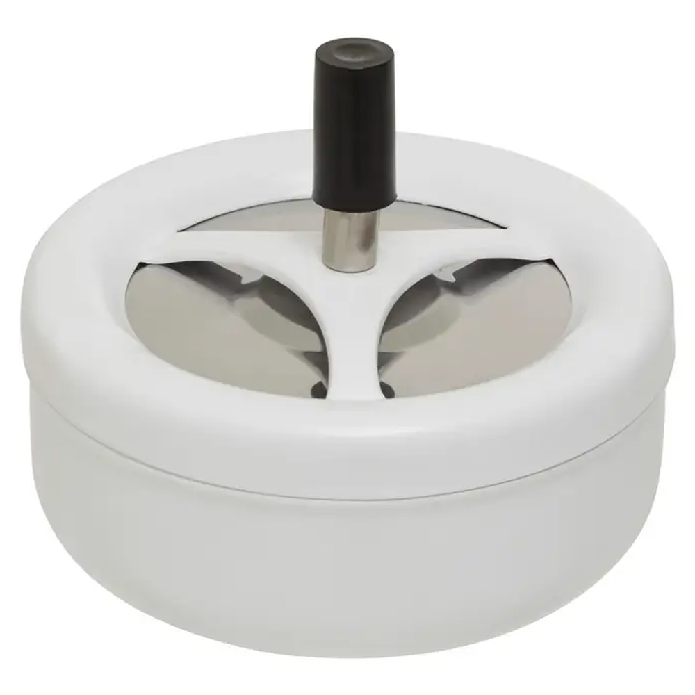 Sikeston Large Iron Spinning Ashtray In Matt White