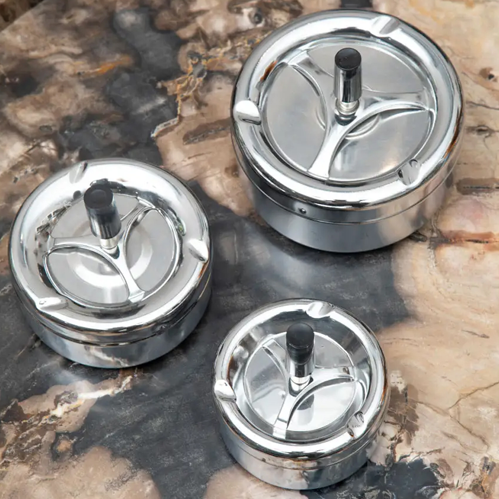 Sikeston Medium Iron Spinning Ashtray In Chrome