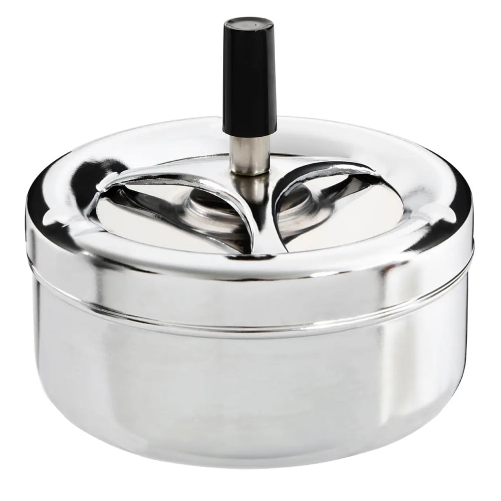 Product photograph of Sikeston Medium Iron Spinning Ashtray In Chrome from Furniture in Fashion