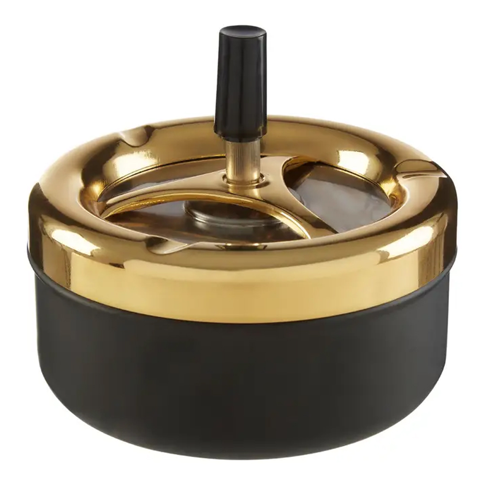Sikeston Medium Iron Spinning Ashtray In Gold And Matt Black