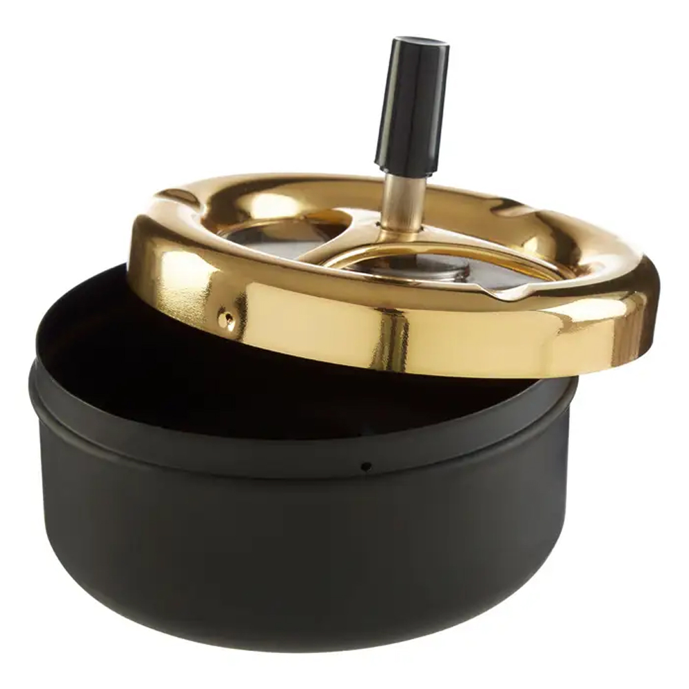 Sikeston Medium Iron Spinning Ashtray In Gold And Matt Black