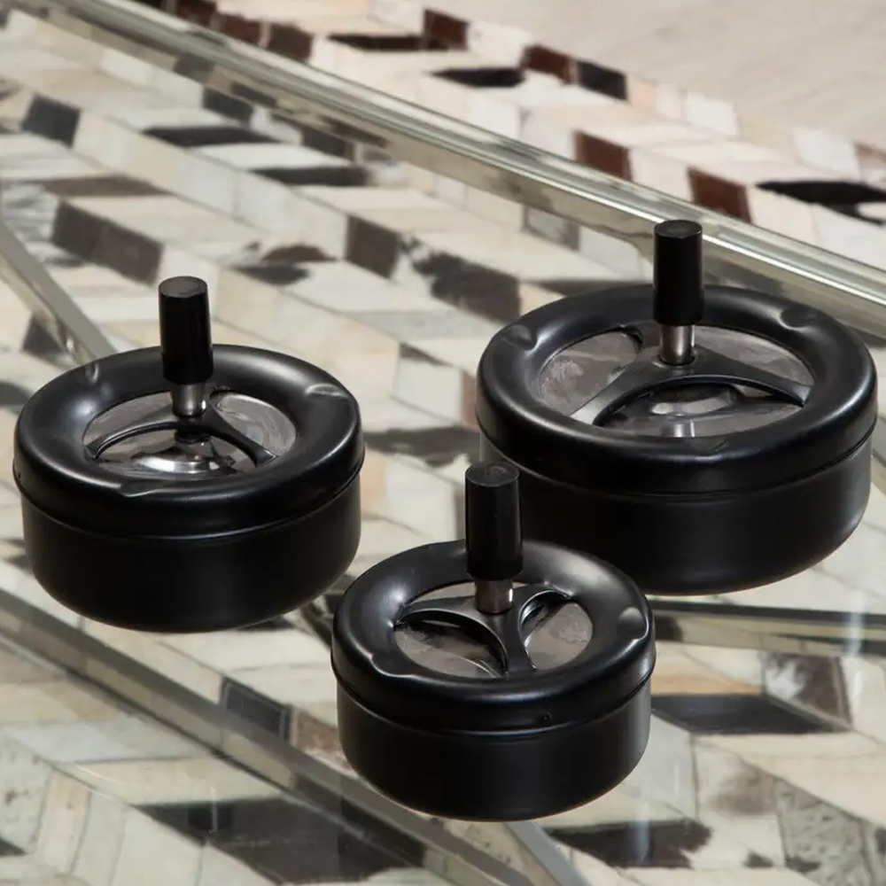 Sikeston Medium Iron Spinning Ashtray In Matt Black