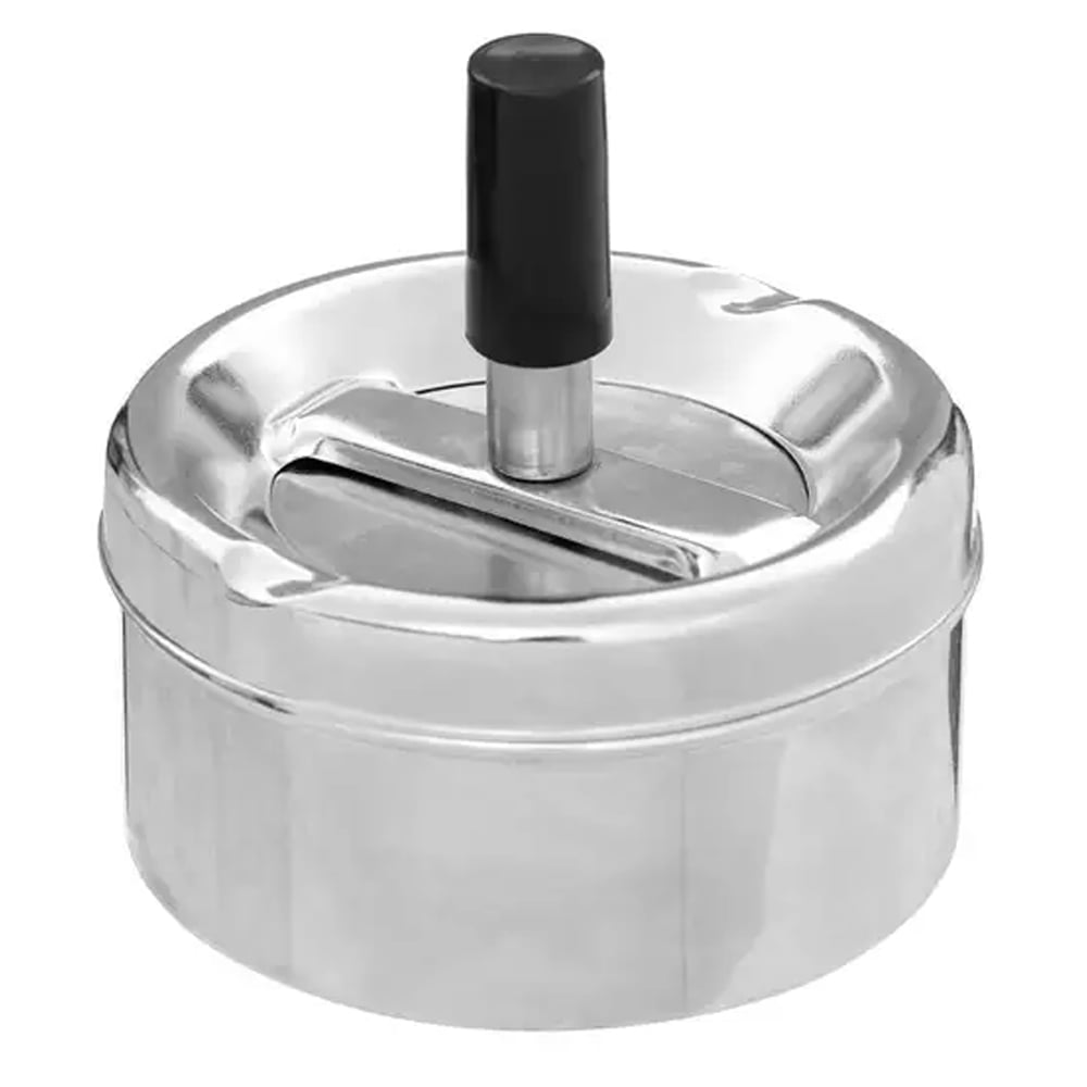 Product photograph of Sikeston Small Iron Spinning Ashtray In Chrome from Furniture in Fashion