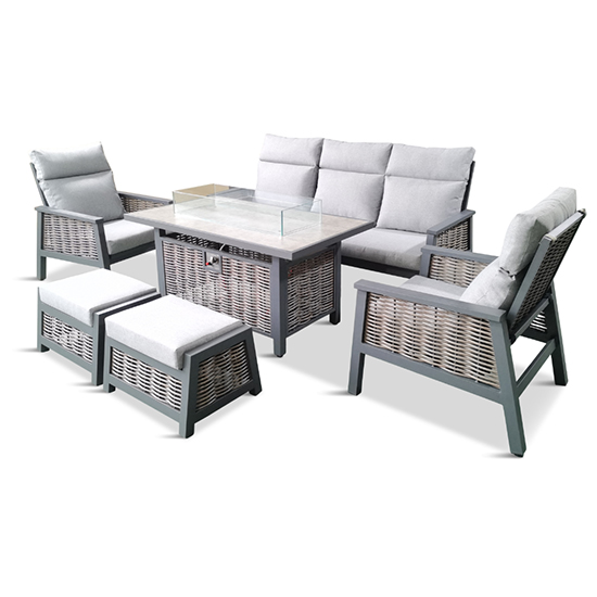 Silas Aluminium Lounge Dining Set With Gas Firepit Table_2
