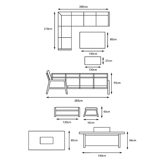 Silas Aluminium Modular Dining Set With Gas Firepit Table_4