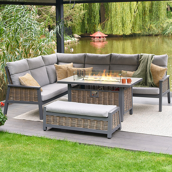 Product photograph of Silas Aluminium Modular Dining Set With Gas Firepit Table from Furniture in Fashion