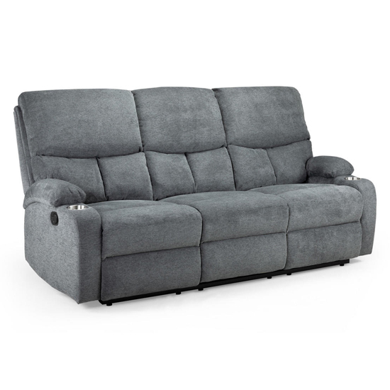Photo of Silas soft fabric recliner 3 seater sofa in grey