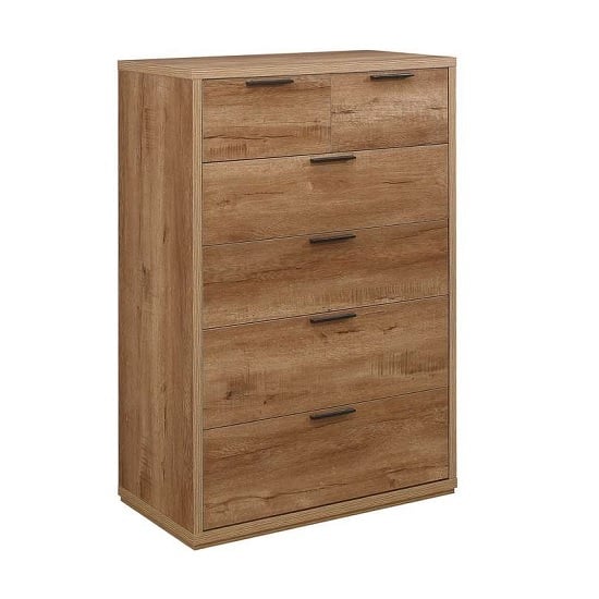 Silas Chest Of Drawers Tall In Rustic Oak Effect With 6 Drawers