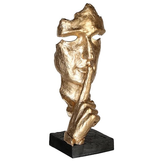Read more about Silence poly design sculpture in antique gold and black