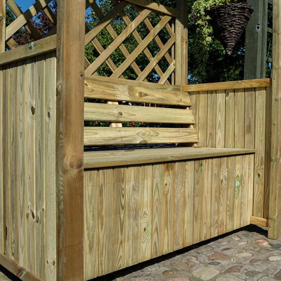 Silsoe Wooden Arbour In Natural Timber With Open Slatted Roof_2