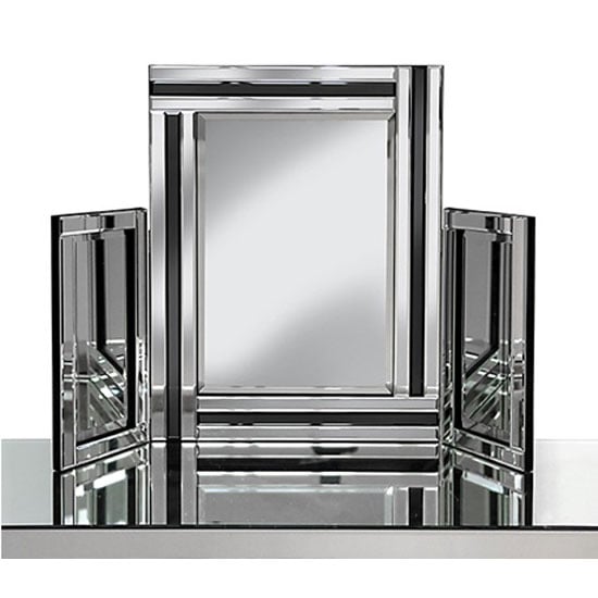 Read more about Elena dressing table mirror in silver with black inserts