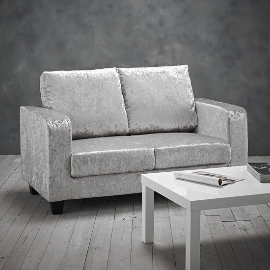 Spean Crushed Velvet 2 Seater Sofa In Silver Furniture in Fashion