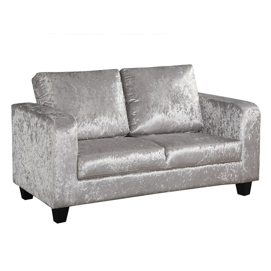 Spean Crushed Velvet 2 Seater Sofa In Silver_2