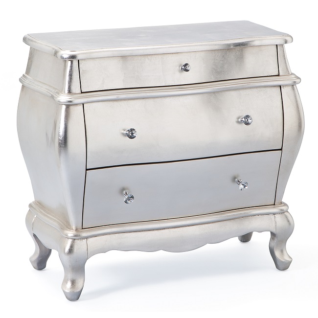 Baroque Style Chest Of Drawers Painted Silver
