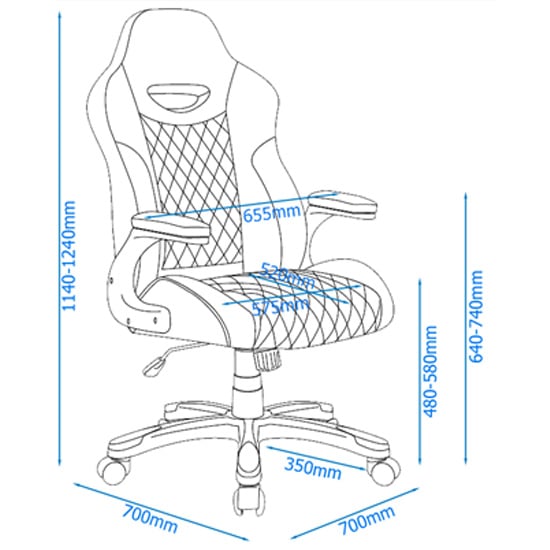 Seaview Faux Leather Gaming Chair In Black_3