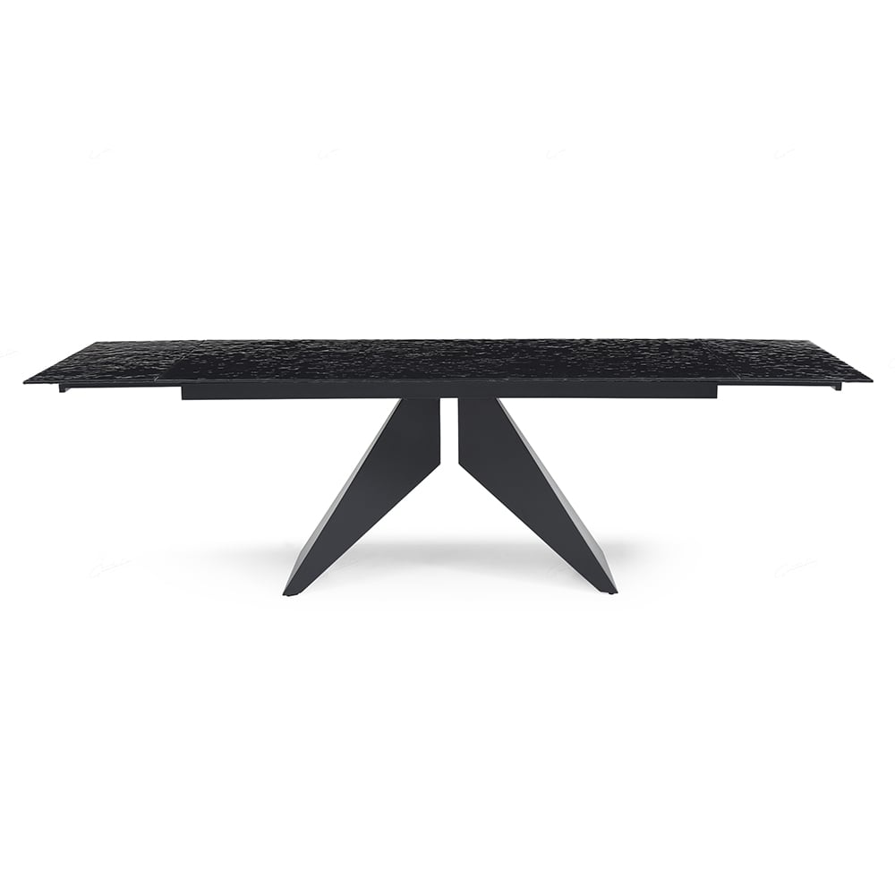 Silverton Glass Extending Dining Table In Carbon Black