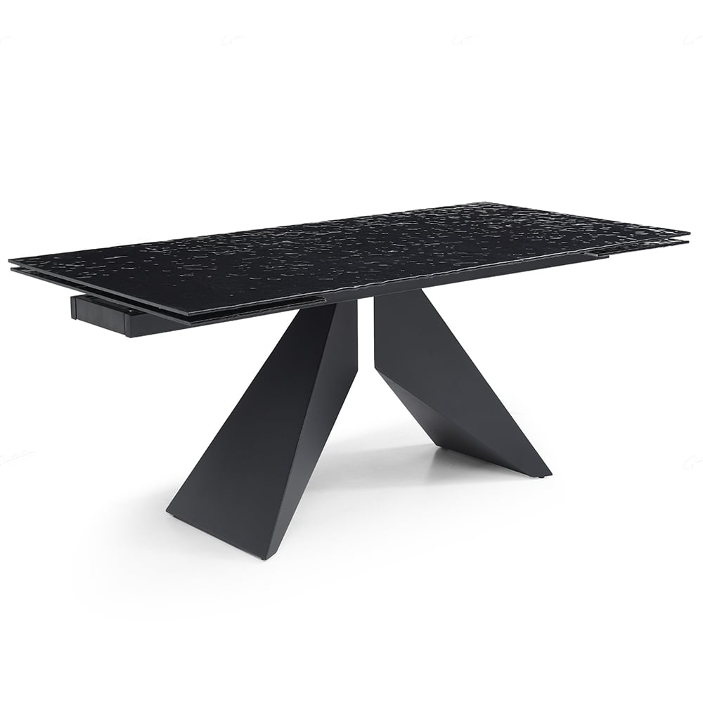 Silverton Glass Extending Dining Table In Carbon Black