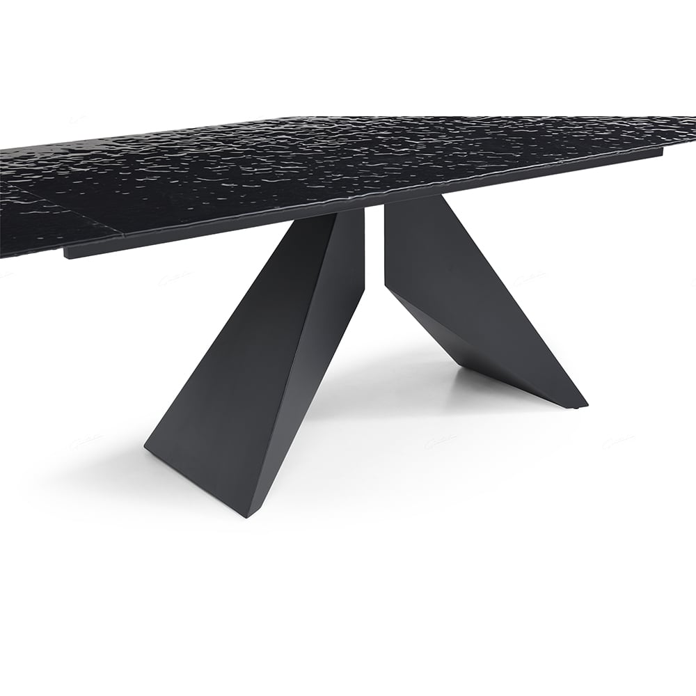 Silverton Glass Extending Dining Table In Carbon Black