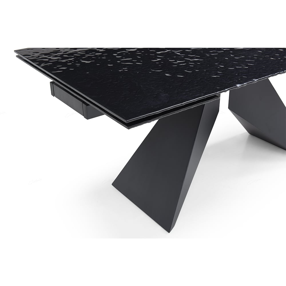 Silverton Glass Extending Dining Table In Carbon Black