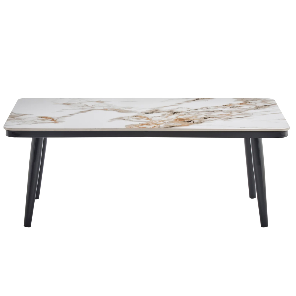 Silverton Marble Effect Tabletop Coffee Table with Black Tapered Legs