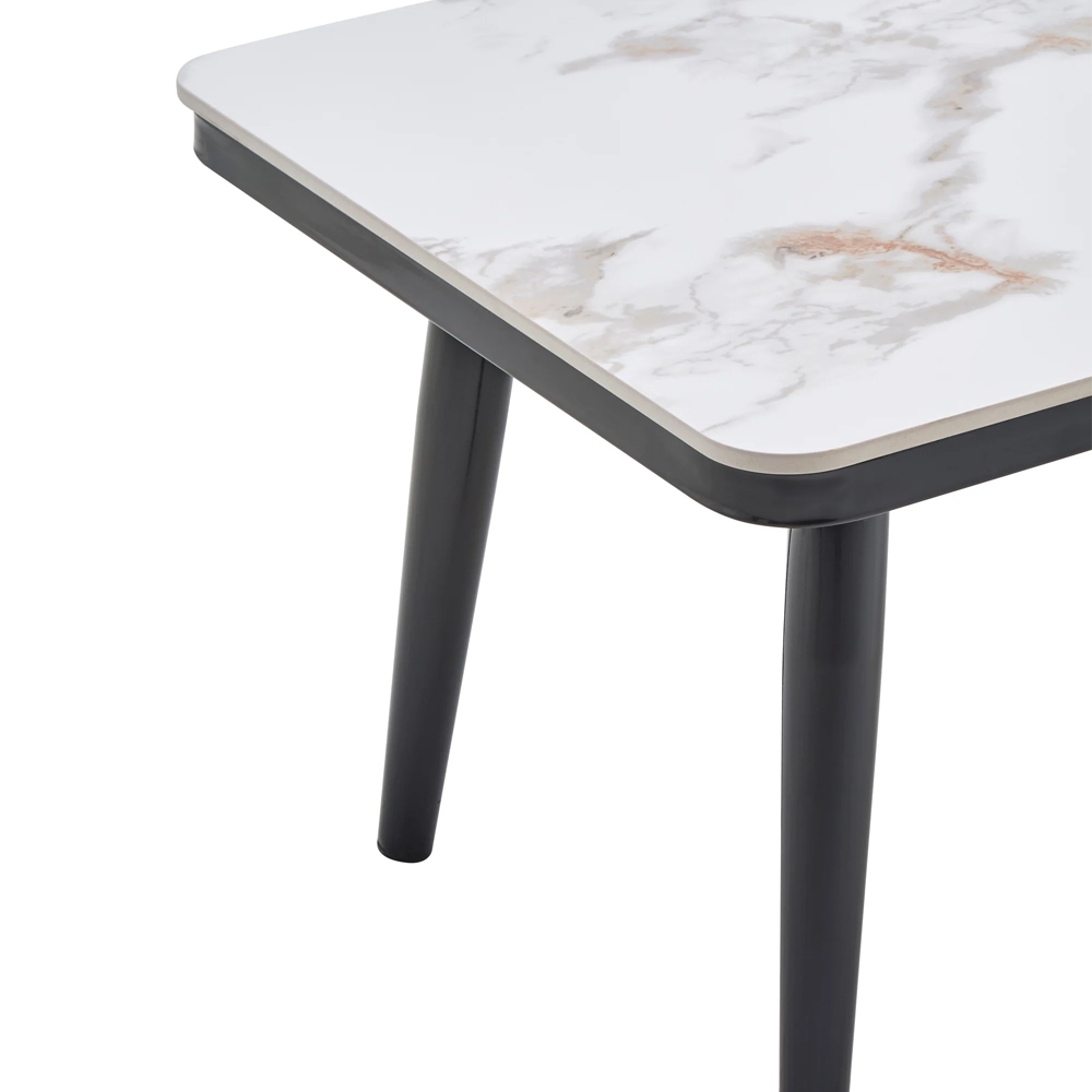 Silverton Marble Effect Tabletop Coffee Table with Black Tapered Legs