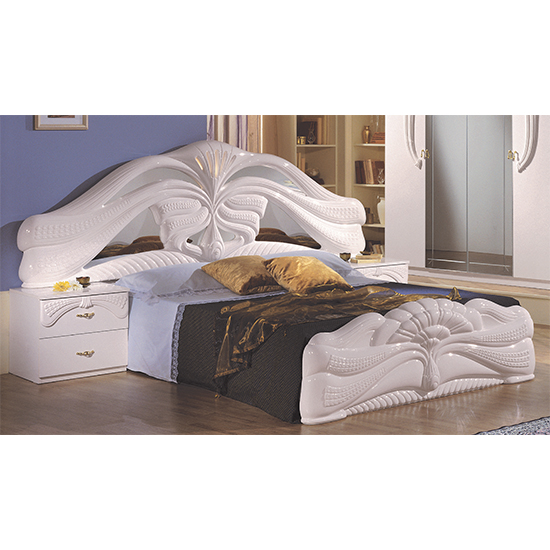 Silvia High Gloss King Size Bed In White_1