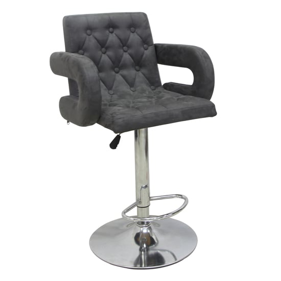 Product photograph of Silvis Adjustable Plush Velvet Bar Stool In Grey from Furniture in Fashion