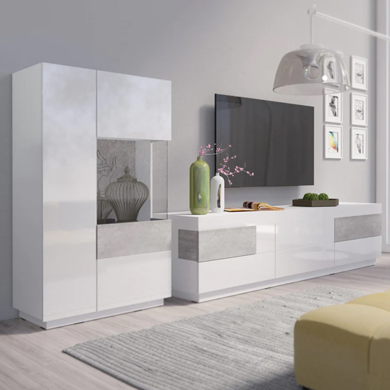 Silvis Display Cabinet Right In White Concrete Grey And LED