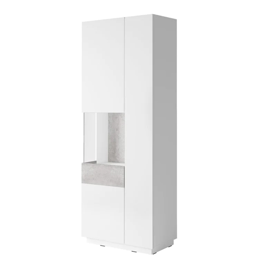 Silvis Display Cabinet Tall Left In White Concrete Grey And LED