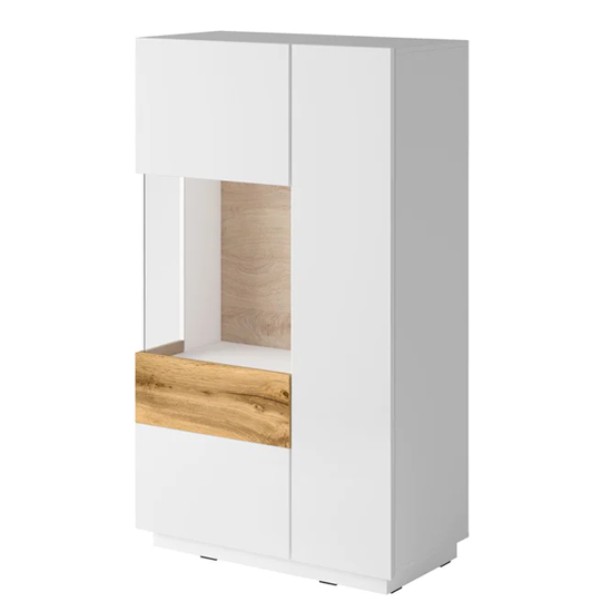 Silvis Gloss Display Cabinet Left Hand In White Oak And LED