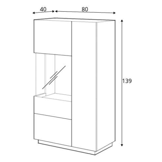 Silvis Gloss Display Cabinet Left In White Concrete Grey And LED