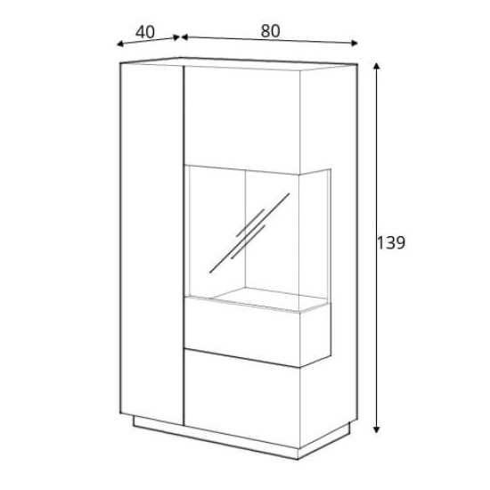 Silvis Gloss Display Cabinet Right Hand In White Oak And LED