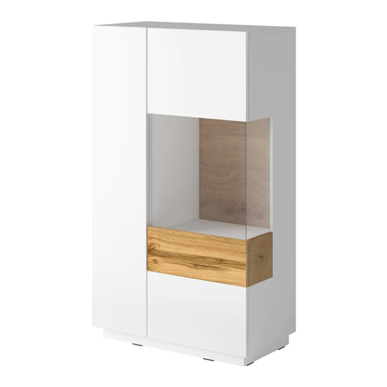 Silvis Gloss Display Cabinet Right Hand In White Oak And LED