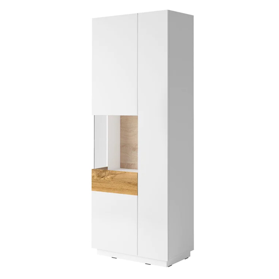 Silvis Gloss Display Cabinet Tall Left Hand In White Oak And LED
