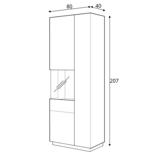 Silvis Gloss Display Cabinet Tall Left Hand In White Oak And LED