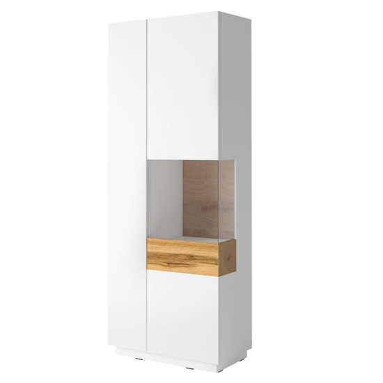 Silvis Gloss Display Cabinet Tall Right In White Oak And LED